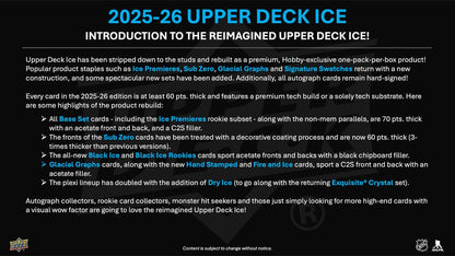 2025/26 Upper Deck Ice Hockey Hobby 16 Box Case