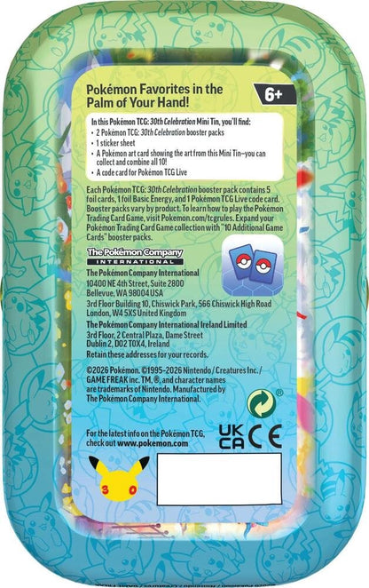 Pokémon TCG 30th Celebration Mini Tin Lapras – 2 Booster Packs, Sticker Sheet, Collectible Pokémon Art Card & Pokémon TCG Live Code Card | Trading Card Game Collectible (PREORDER - Release Date October 2, 2026)